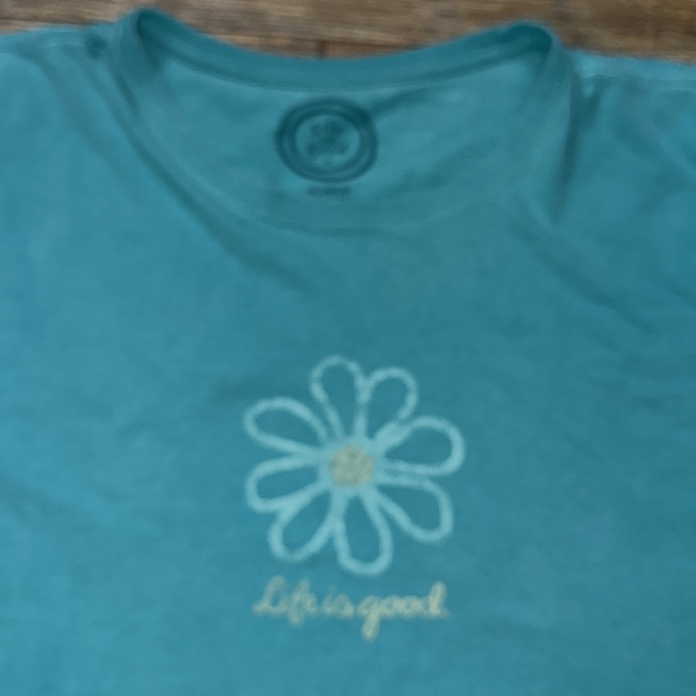 Life is good daisy flower tshirt turquoise color Sz XL - Picture 2 of 5